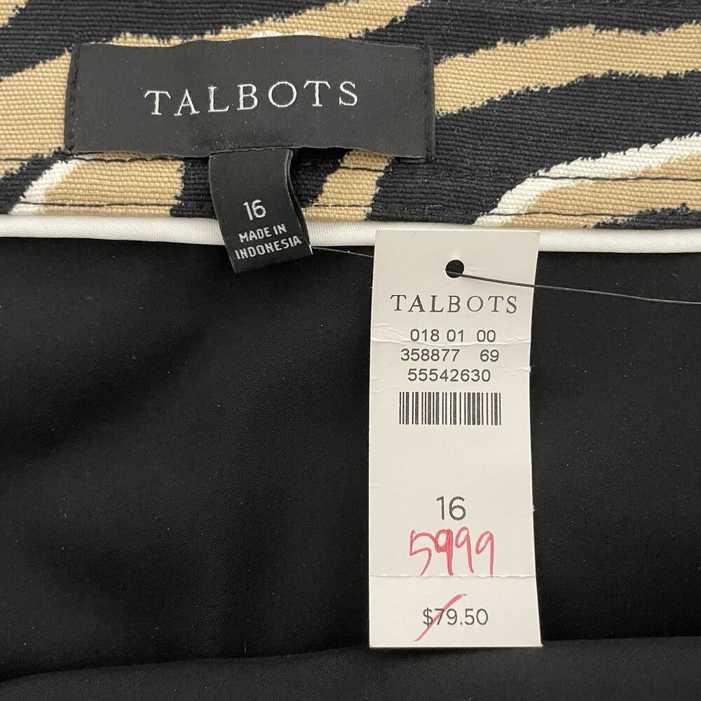 Talbots Twill Pencil Skirt Size 16 Tiger Print Lined Above Knee Zip Close NEW - Picture 6 of 8